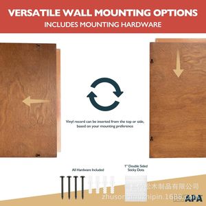 Wooden Record Display <b>Frame</b> 12.5 In Square <b>Wall</b> Mount Shadow Box For Living Room Bedroom Study - Product Image 5