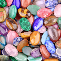 Perles cabochon en pierre naturelle de 30x20 mm, dos plat, forme ronde, pierres colorées, breloques, fournitures pour la fabrication de bijoux DIY