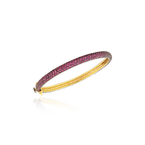 18K Gold 925 Silver Vintage Art Deco Women's Bangle <b>Ruby</b> Art Deco Bangle a touch of refined glamour to any look. - Product Image 1