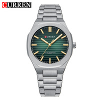 Reloj de Cuarzo CURREN 8456 de Lujo para Hombre, Caja de Aleación, Correa de Acero Inoxidable, Resistente al Agua, Colores Verde, Plateado, Negro y Dorado