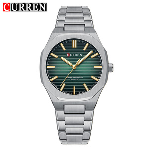 For 8456 Luxury Men's Quartz Watch Alloy <b>Case</b> Stainless Steel Band Water Resistant Green Silver Black Gold Colors - Product Image 4