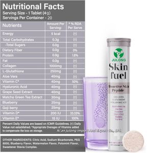 Julong OEM günlük kollajen efervesan tabletler kollajen l-glutatyon hyaluronik asit 20 efervesan Tablet ile - Product Image 2