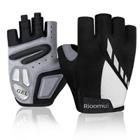 Guantes Deportivos Unisex de Poliéster para Verano, Transpirables, Acolchados con Gel, Correa Ajustable para la Muñeca, Compatibles con Pantallas Táctiles, Antideslizantes, de Medio Dedo