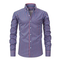Kemeja lengan panjang 8D, warna polos, slim fit, modis dan kasual AZ1251