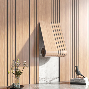 3D Faux Wood <strong>Wall</strong> <strong>Panel</strong> Sticker Self-Adhesive Embossed Slat Design Geometric Waterproof Decor for TV <strong>Wall</strong> Living Room Office - Product Image 3