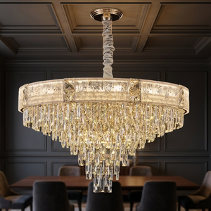 Modern Luxury Metal <b>Crystal</b> <b>Chandelier</b> Gold Finish Eye Caring Pendant <b>Lights</b> 360 Beam Angle 3000K Warm White <b>Light</b> for Living - Product Image 4
