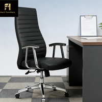 Chaise de bureau de direction en cuir de haute qualité, très vendue, avec dossier haut et accoudoirs pour l'étude