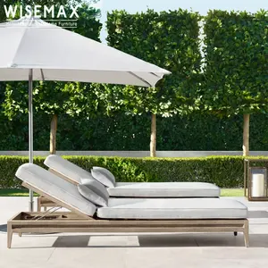 WISEMAX-tumbona de madera de teca para exteriores, muebles de jardín, piscina, patio, playa, tumbona