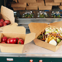 King Garden Umweltfreundliche Einweg-Bio-Box Kraftpapier Bento-Lunchbox für Salat Essen Takeaway Papier