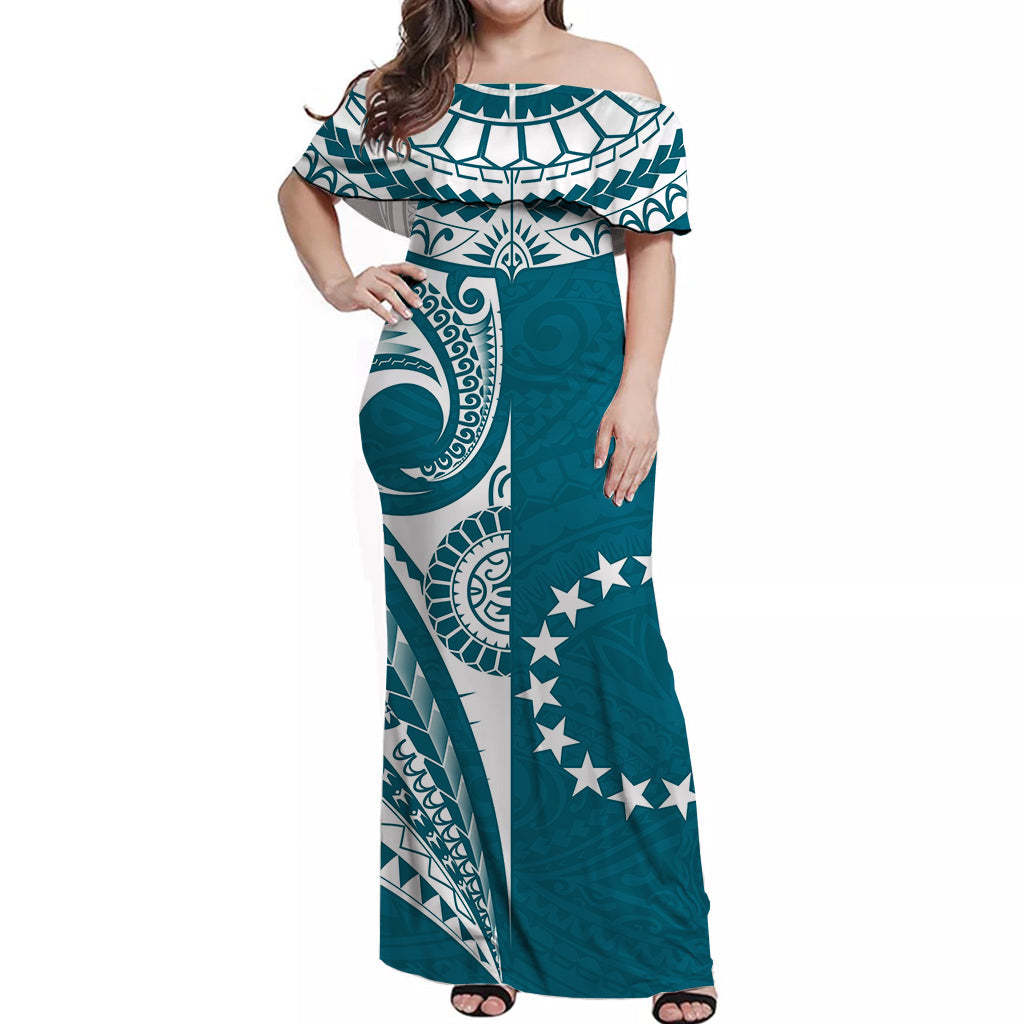 Cook Islands Tatau Off Shoulder Long Dress Print On Demand Polynesian Women Clothing Wholesale New Fashion Evening Dresses Gift