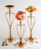 Arrangements floraux en métal doré, fleurs artificielles, vase, centre de table pour mariage, décorations de tables