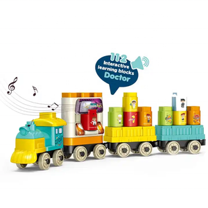 ITTL 37 pièces bricolage Train modèle jouet blocs en plastique éducatifs avec lumière et musique reconnaissance vocale anglaise - Product Image 4