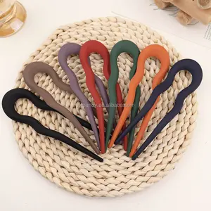 Wholesale PC Solid Color Hairpin Accessories Women Fashion Matte U Shaped Clip Hair Forks Sticks