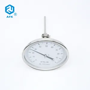 Bimental 150mm Range Industrial Dial Thermometer 100 Degrees 120mm Probe Size 8mm Back Connection Customizable-OEM ODM Supported