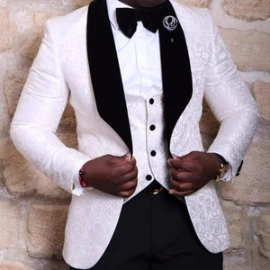 Costume de smoking 3 pièces de luxe bleu marine en satin jacquard avec revers châle pour <span class=keywords><strong>homme</strong></span>, idéal pour marié, mariage, soirée formelle, bal de promo et fête - Product Image 5