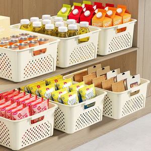 Plastic <b>Storage</b> <b>Basket</b> Rectangle With Handle For Kitchen Household Toy Snack Organizing - Product Image 1