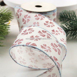 Noël Floral Motif Ruban Arbre <span class=keywords><strong>De</strong></span> Noël Arc Floral Guirlande Matériel Ruban Liège Bord Cadeau Emballage Ruban Sur Mesure - Product Image 3