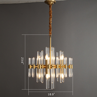 Vente en gros de chandelier moderne et simple en verre avec branches d'or chandelier américain créatif à 8 lumières pour le salon et la chambre à coucher