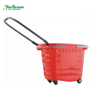 Shopping Carts with Wheels and Handle, Shopping Baskets Plastic Rolling Shopping Basket,Shopping Laundry Basket
