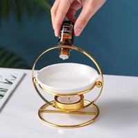 Panier en métal Réchauffeur de parfum en céramique Réchaud d'encens Décoration de la maison Brûleur de cire fondue