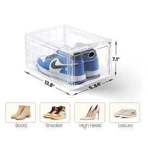 Acrylic Plastic Transparent Shoe Box Stackable Shoe Display Storage Box