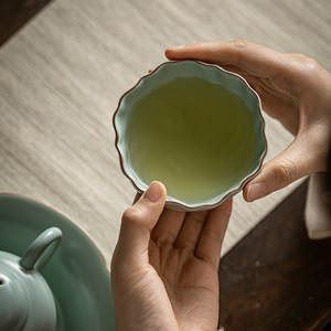 Taza de té Tianqing Ru Kiln, taza maestra de porcelana hecha a mano con esmalte craquelado, taza individual para té Kung Fu - Product Image 1