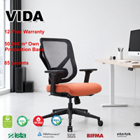 Chaise de bureau ergonomique en maille avec accoudoirs, verrouillage d'inclinaison 3D, siège en mousse moulée et support lombaire GTChair