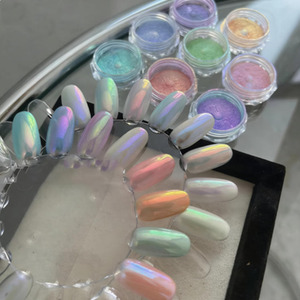 1 scatola Aurora cromata muscolo del ghiaccio per unghie in polvere conchiglia di perla colorata alta lucida polvere di sfregamento spiraglio pigmento Flash specchio decorazione per unghie - Product Image 1