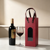 Boîte cadeau pour vin simple, en carton rigide, écologique, recyclable, avec poignée, logo personnalisé, finition mate, vente en gros