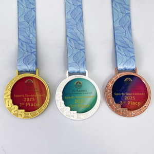 Impresión a todo color Forma redonda Oro Plata Bronce Metal Cristal CRISTAL 2025 Año Medalla MH-J642 - Product Image 4