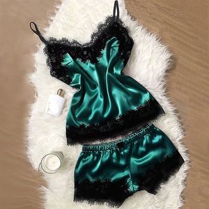 2022 नई सेक्सी पजामा सेट साटन Nightgown Pijamas महिलाओं 3pcs अंडरवियर लाउंज पहनने सेट महिलाओं प्लस आकार महिलाओं के नाइटवियर - Product Image 2