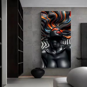 Art mural à la mode des femmes africaines modernes, art mural imprimé, peintures décoratives en porcelaine de cristal multicolore - Product Image 4