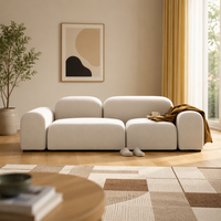 Canapé modulaire VONLIVA de style nordique recouvert de flanelle pour petits appartements - Trois places, structure en bois, idéal pour Instagram
