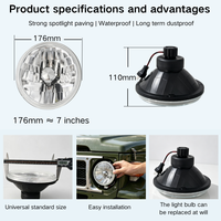 Nouveau phare H4 semi-étanche de 7 pouces, réflecteur complet, résistant aux chocs, étanche, classique pour VW