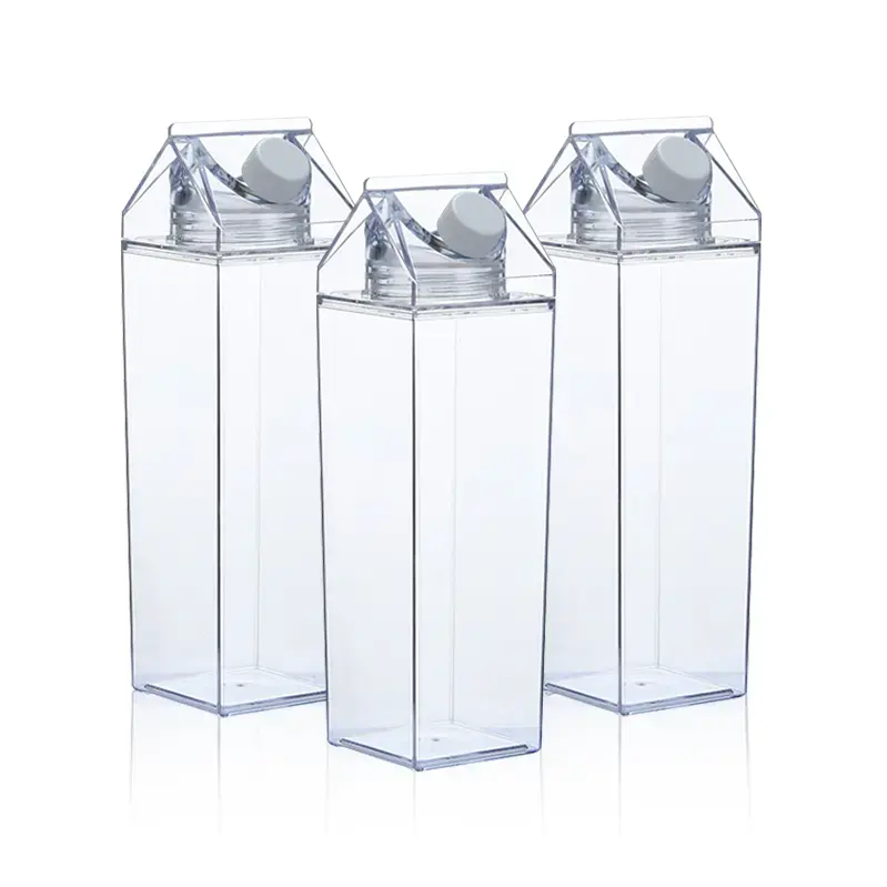 500ml/1000ml BPAフリー再利用可能卸売プラスチック透明カップミルク容器透明ウォーターボトルアクリルタンブラーマグ蓋付き