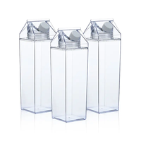 500ml/1000ml sans BPA, vente en gros, tasse transparente en plastique, récipient à lait, bouteille d'eau transparente, gobelet en acrylique avec couvercle