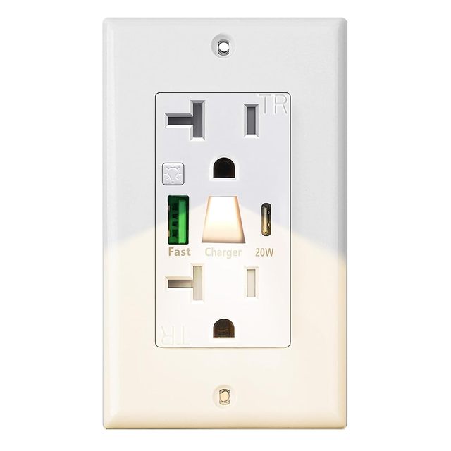 Manufacturer's Source US Standard 20A USB+ Type C Wall Socket with Fast Charging