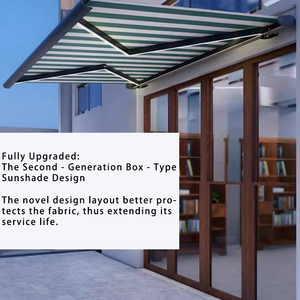 Großhandel Sonnenschutz Faltarm Motorisierte Außenmarkise Vollkassette mit LED-Beleuchtung Polysegel - Product Image 6