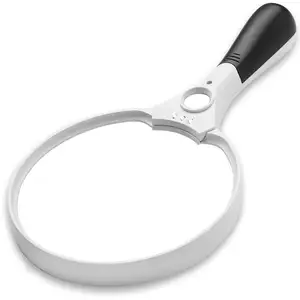 5.5 inch Extra Large LED Handheld Magnifying Glass with Light - 2X 4X 10X Lens - Best Jumbo Size Illuminated Reading Magnifier