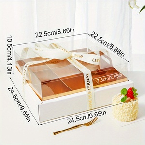 Khay bánh chín lưới có nắp trong suốt, hộp tráng miệng, hộp bánh giấy trang trí - Product Image 3