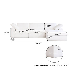 Sofá Modular Inclinable Italiano ATUNUS de 3 + 1 Plazas, Conjunto de Muebles de Salón Lavables, Sofá Moderno Blanco - Product Image 6