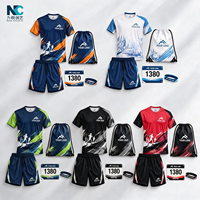 Ensemble de vêtements d'équipe de course à pied et de cyclisme personnalisés avec impression par sublimation, respirant, à séchage rapide, t-shirt de sport, short, sac à cordon
