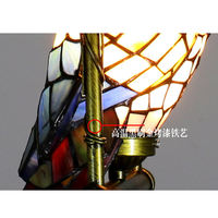 Style Pastoral Grand Perroquet Rouge Conception Tiffany Teinté Art Décoratif Verre Led Lustre Pendentif Lumière