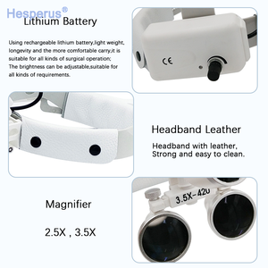 2,5x/3,5x Tandheelkundige Vergrootglas Loepen Met 5W Focusserende Koplamp Zwart/Wit Led Chirurgische Loepen Tandheelkundige Laboratoriumapparatuur - Product Image 5