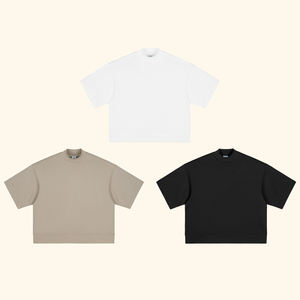 T-shirt unisexe à col montant en coton 100% surdimensionné, personnalisable avec logo, impression sérigraphique, vente en gros - Product Image 6