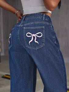 Jeans <span class=keywords><strong>de</strong></span> Mezclilla Vintage <span class=keywords><strong>de</strong></span> <span class=keywords><strong>Alta</strong></span> Calidad para Dama, Corte Recto y <span class=keywords><strong>Cintura</strong></span> <span class=keywords><strong>Alta</strong></span>, <span class=keywords><strong>de</strong></span> Algodón Cómodo, para Verano y Traslados Diarios, Nueva Moda <span class=keywords><strong>de</strong></span> Otoño - Talla XL - Product Image 4