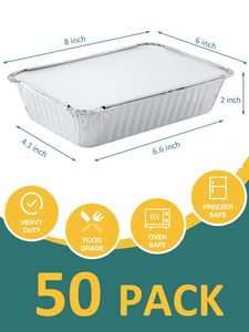10 20 50 PCS Food Grade Disposable Pulp Moulded Aluminum Foil Food <b>Containers</b> 150ml/200ml Rectangle <b>Takeaway</b> Trays with Lid - Product Image 2