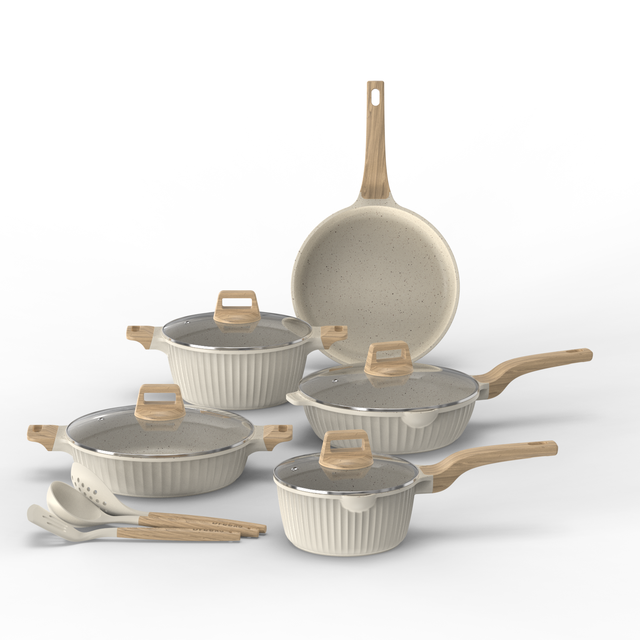 12-Piece Eco-Friendly Dishwasher Safe Ceramic Non-Stick Coated Induction Ready Cookware Set with Pots and Pans for Cooking