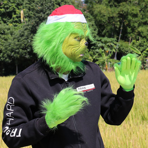 Masque de monstre vert taille unique, accessoire de fête de Noël, motif géométrique de dessin animé - Product Image 4