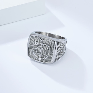 Anchor <b>Titanium</b> Steel <b>Ring</b> Men's Geometric Shape Gold Color Gift Jewelry - Product Image 2